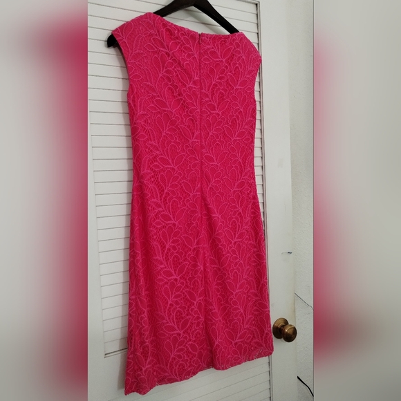NWT Chaps by Ralph Lauren Pink  Lace, Back Zip, Cap Sleeve & Lined Sheath Dress - Picture 5 of 10